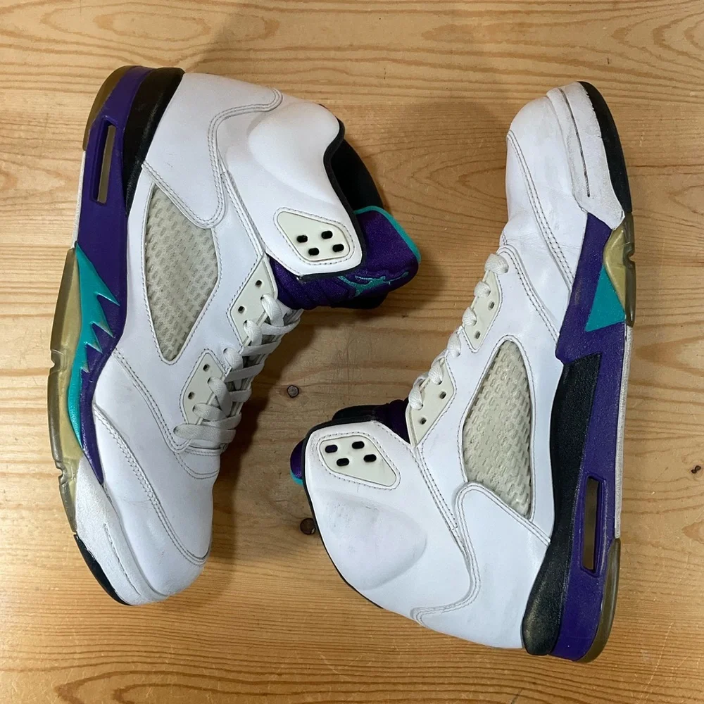 Nike Air Jordan 5 Retro Grape 2013 Men’s 10.5 White Purple Black Teal 136027 108